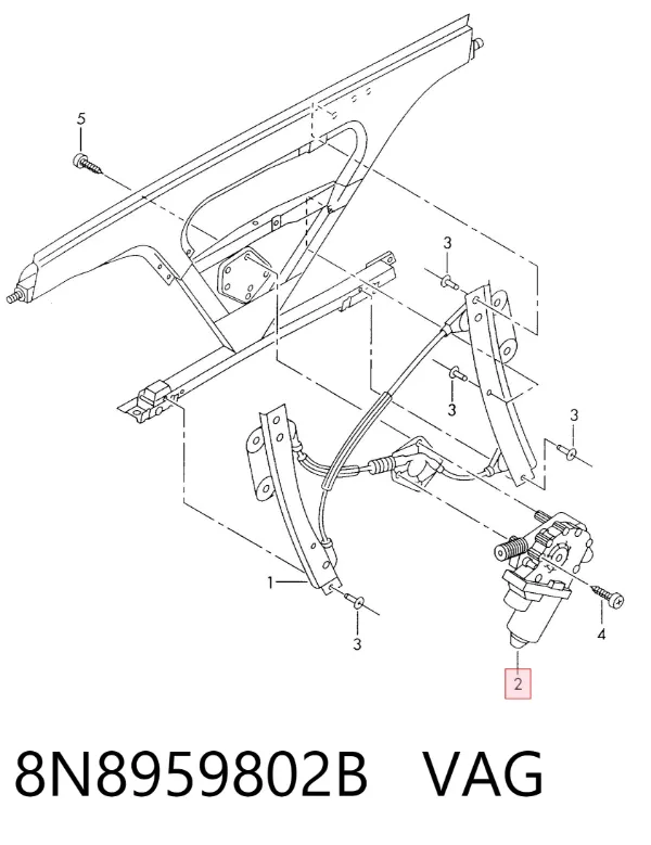 Motor de acionamento de vidro da porta dianteira direita 8N8959802B VAG