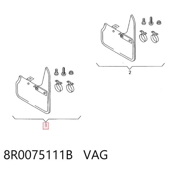 Protetores de lama dianteiros, kit 8R0075111B VAG