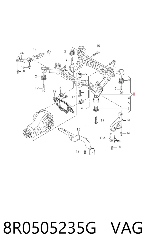 Viga de suspensão traseira (plataforma veicular) 8R0505235G VAG
