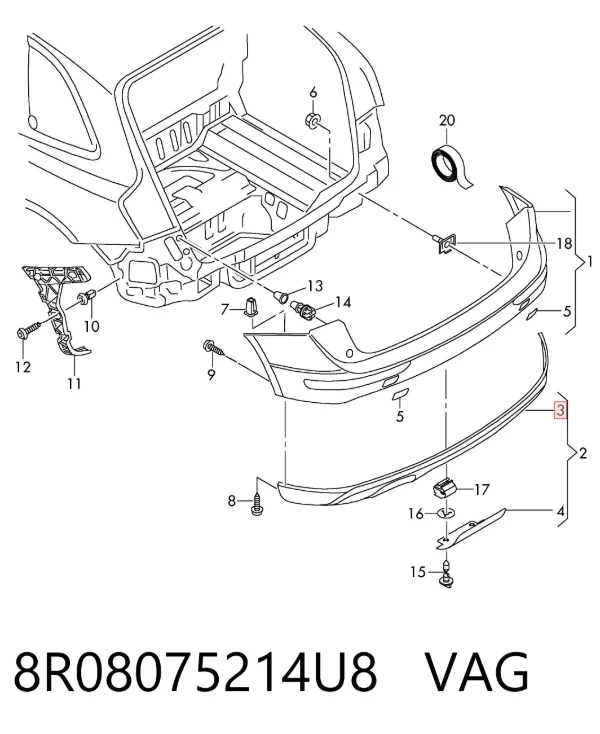 Spoiler do pára-choque dianteiro 8R08075214U8 VAG
