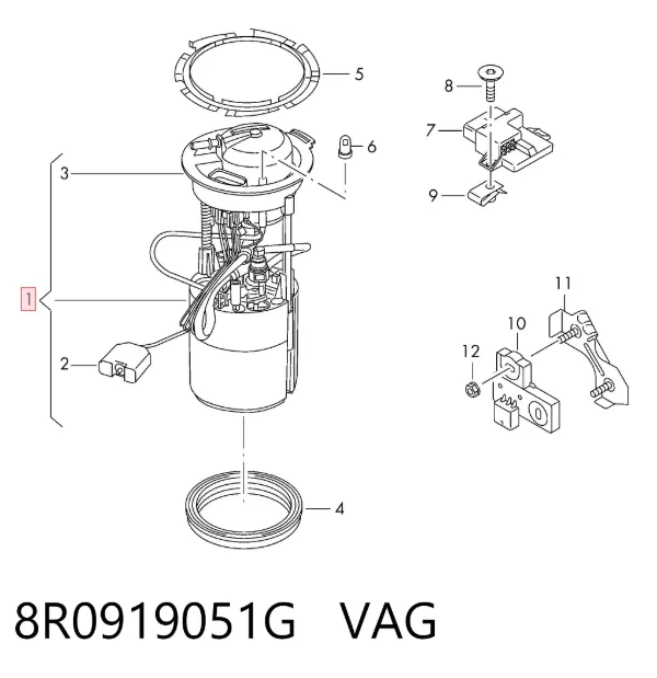 Módulo de bomba de combustível com sensor do nível de combustível 8R0919051G VAG