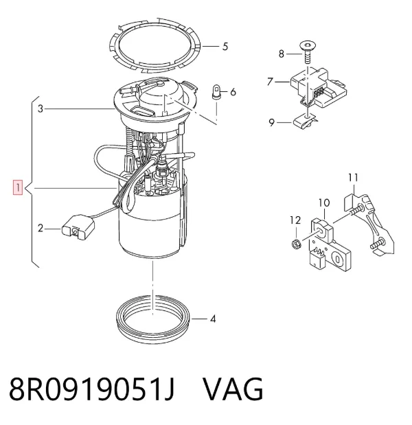 Módulo de bomba de combustível com sensor do nível de combustível 8R0919051J VAG