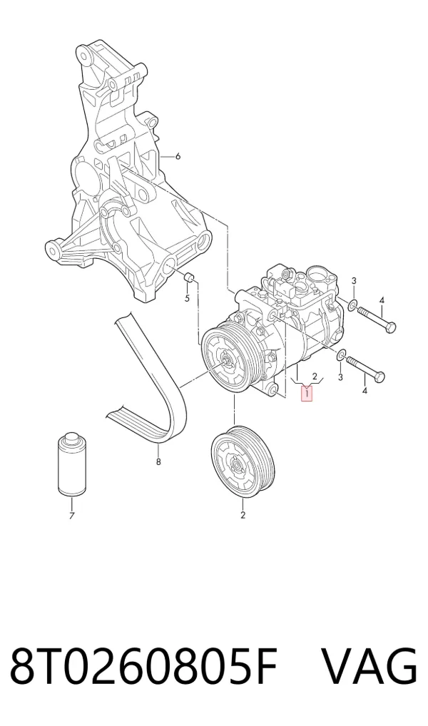 Compressor de aparelho de ar condicionado 8T0260805F VAG
