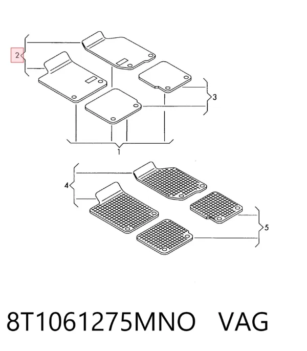 Tapetes dianteiros + traseiros, kit 8T1061275MNO VAG