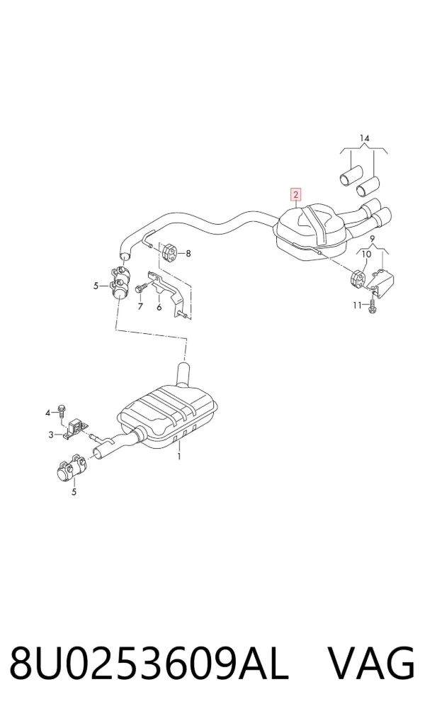 Silenciador, parte traseira Audi Q3 8UB, 8UG