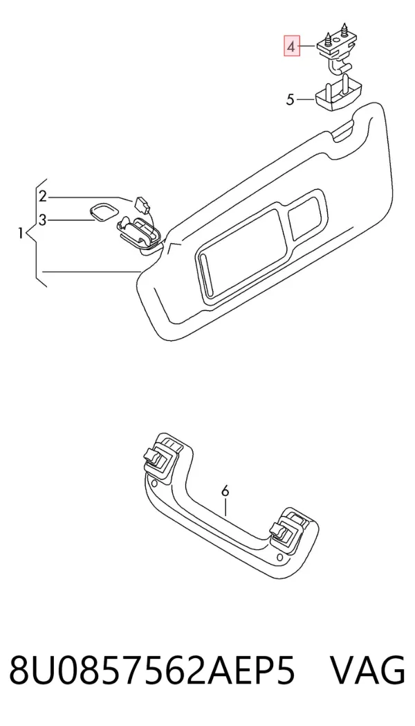Fixador de pala contra o sol 8U0857562AEP5 VAG