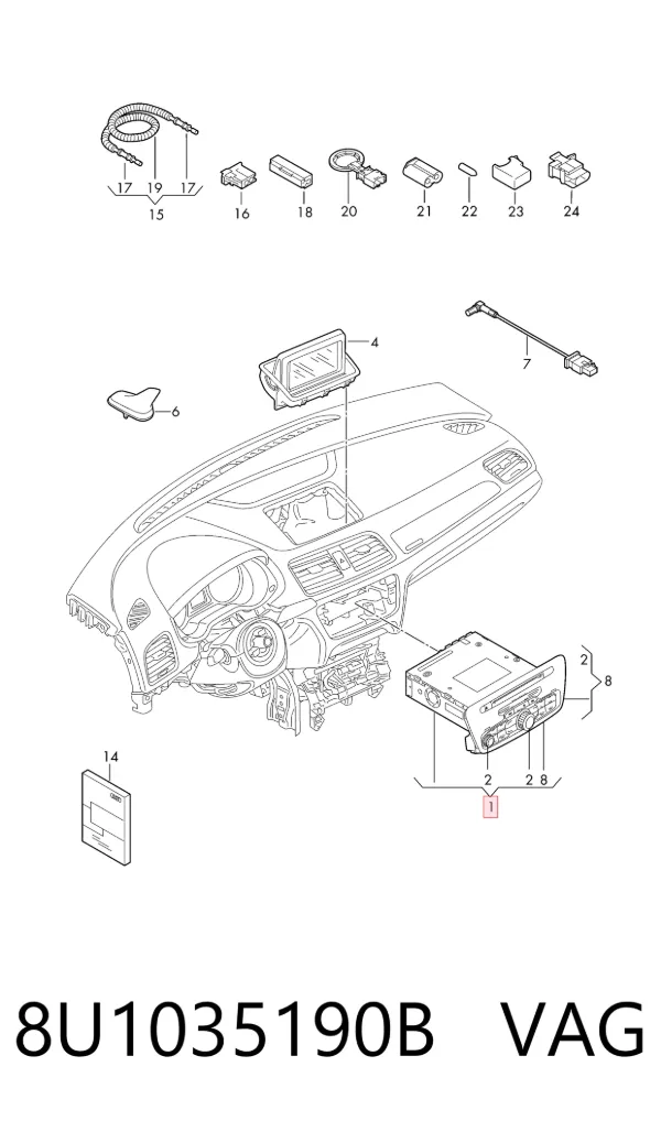 Aparelhagem de som (rádio AM/FM) Audi Q3 8UB, 8UG