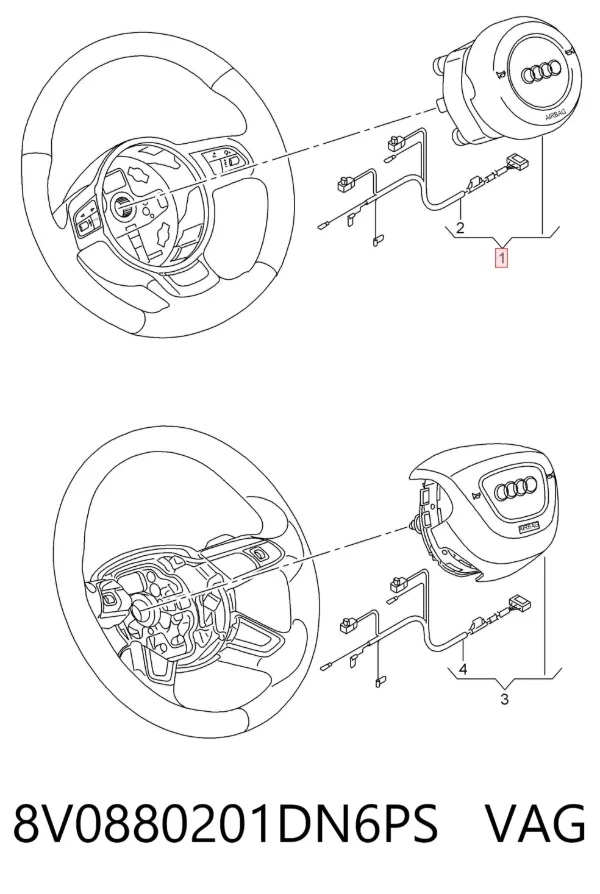Cinto de segurança (AIRBAG) de condutor 8V0880201DN6PS VAG