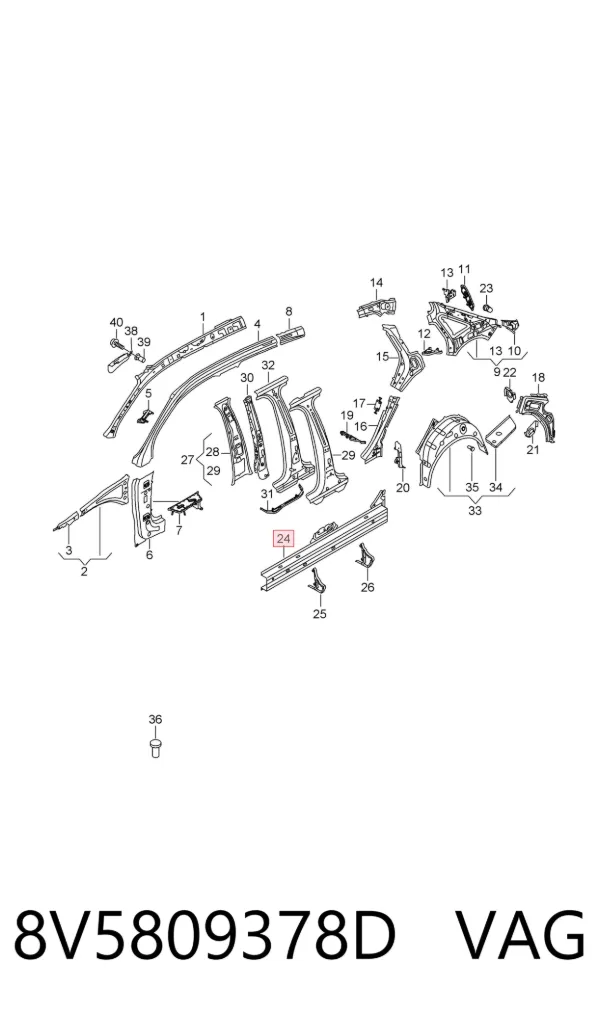 Acesso externo direito 8V5809378A VAG