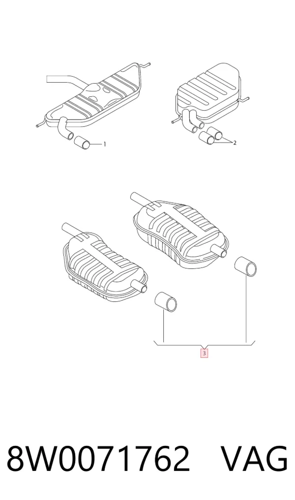 Bocal para o silenciador 8W0071762 VAG