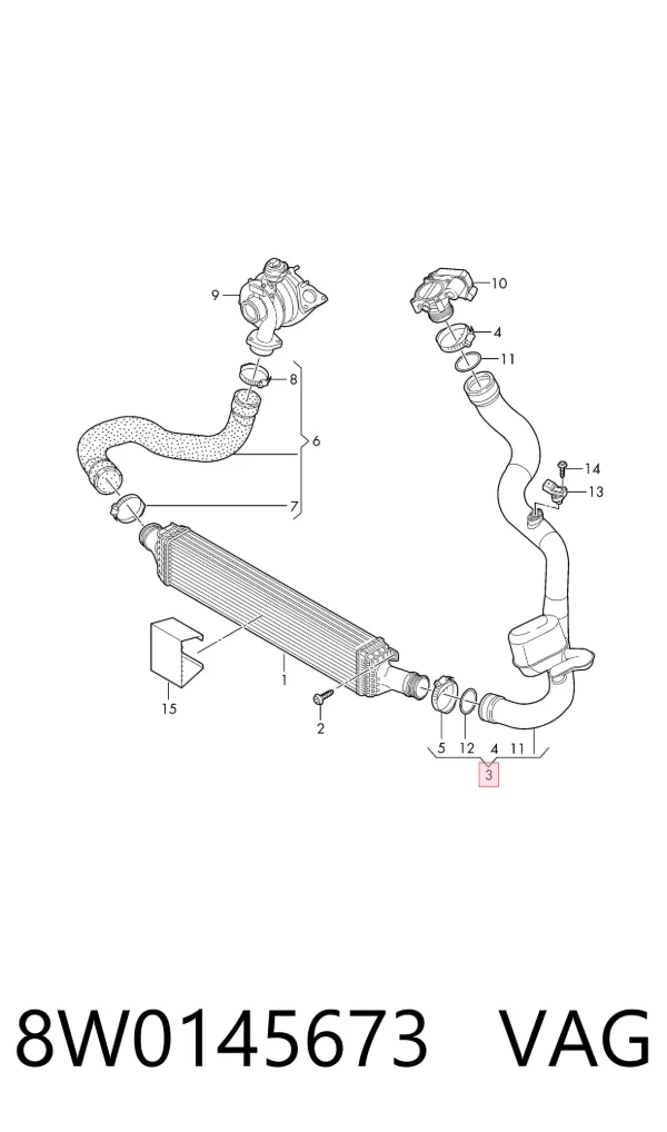 Mangueira (cano derivado) de intercooler 8W0145673 VAG
