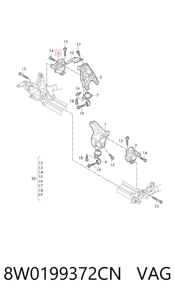 Coxim (suporte) direito de motor 8W0199372CN VAG
