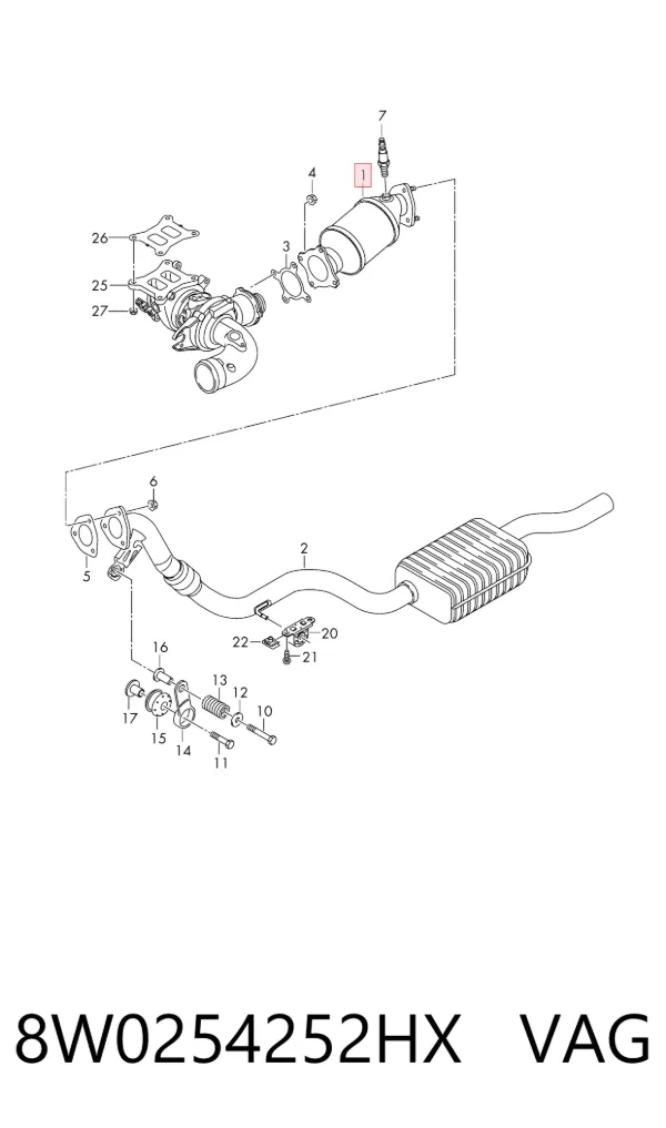 Convertidor - catalisador 8W0254252HX VAG