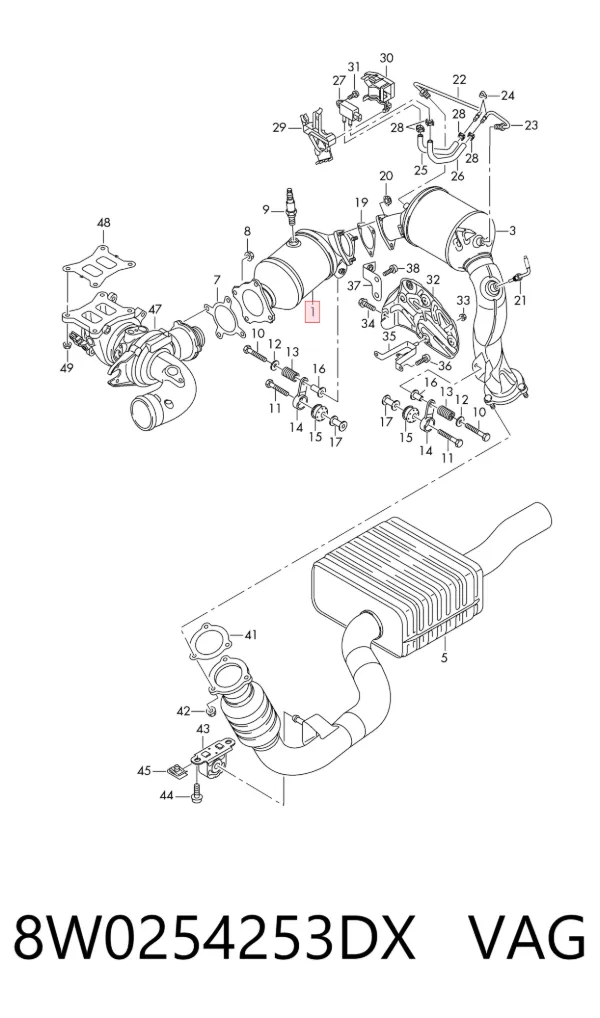 Convertidor - catalisador 8W0254253DX VAG