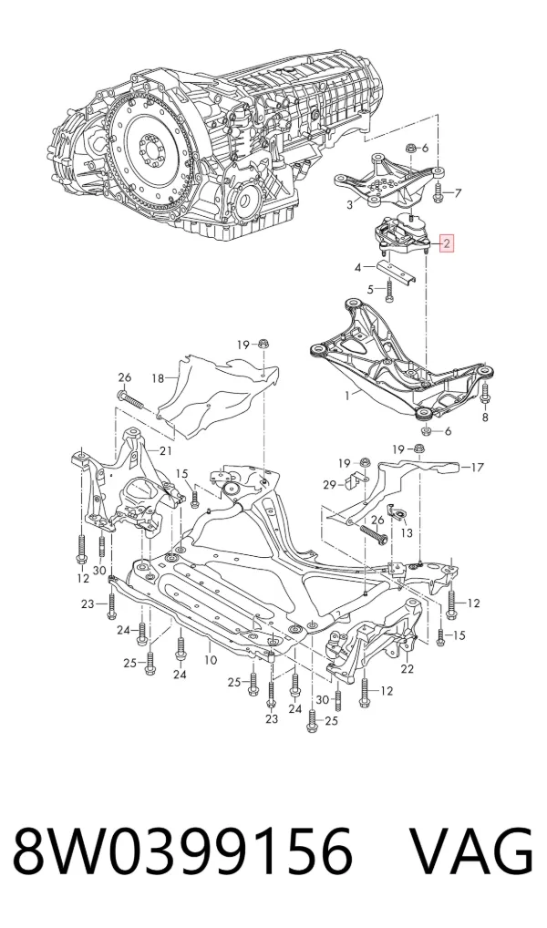 Coxim de transmissão (suporte da caixa de mudança) 8W0399156 VAG