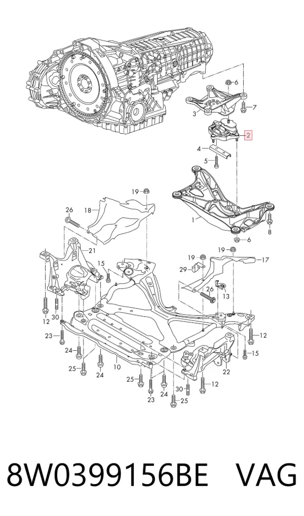 Coxim de transmissão (suporte da caixa de mudança) 8W0399156BE VAG