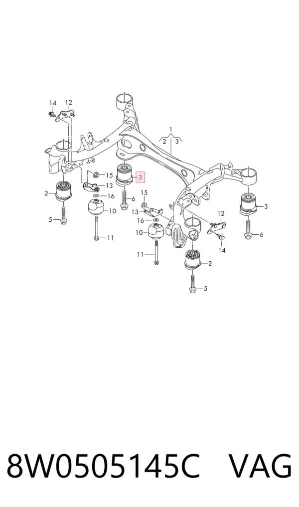 Coxim de viga traseira 8W0505145C VAG