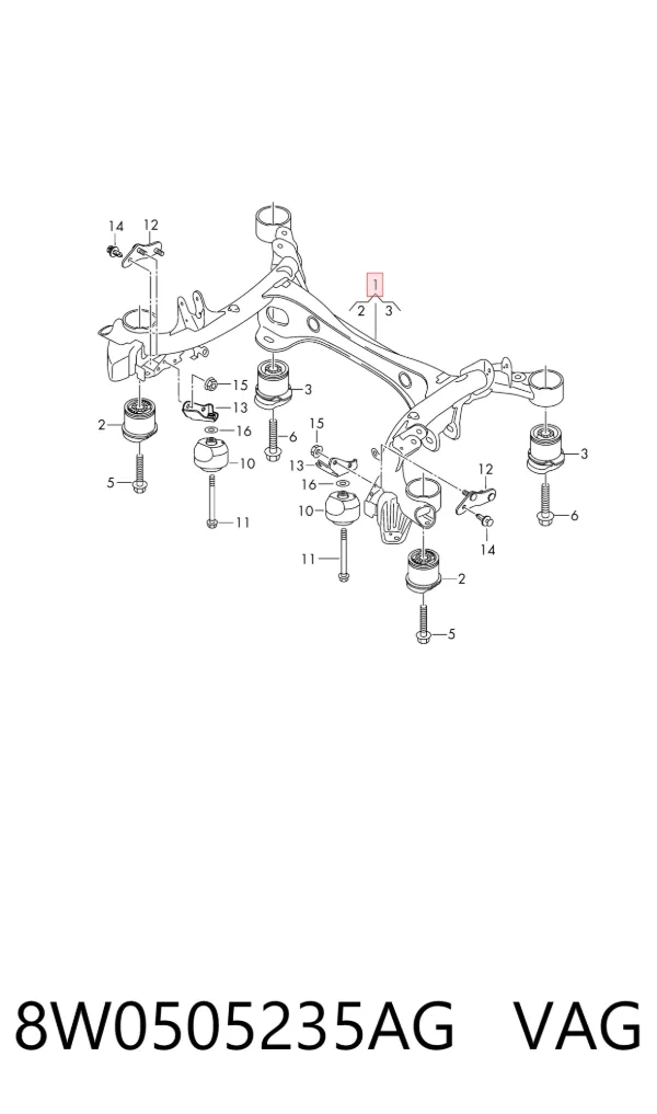 Viga de suspensão traseira (plataforma veicular) 8W0505235AG VAG