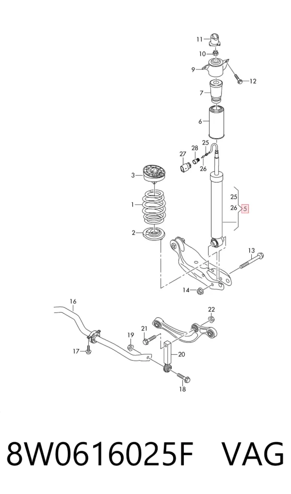 Amortecedor traseiro 8W0616025F VAG
