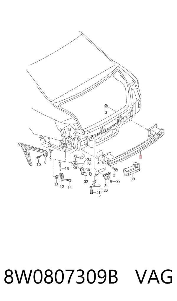 Reforçador do pára-choque traseiro Audi A5 Sportback