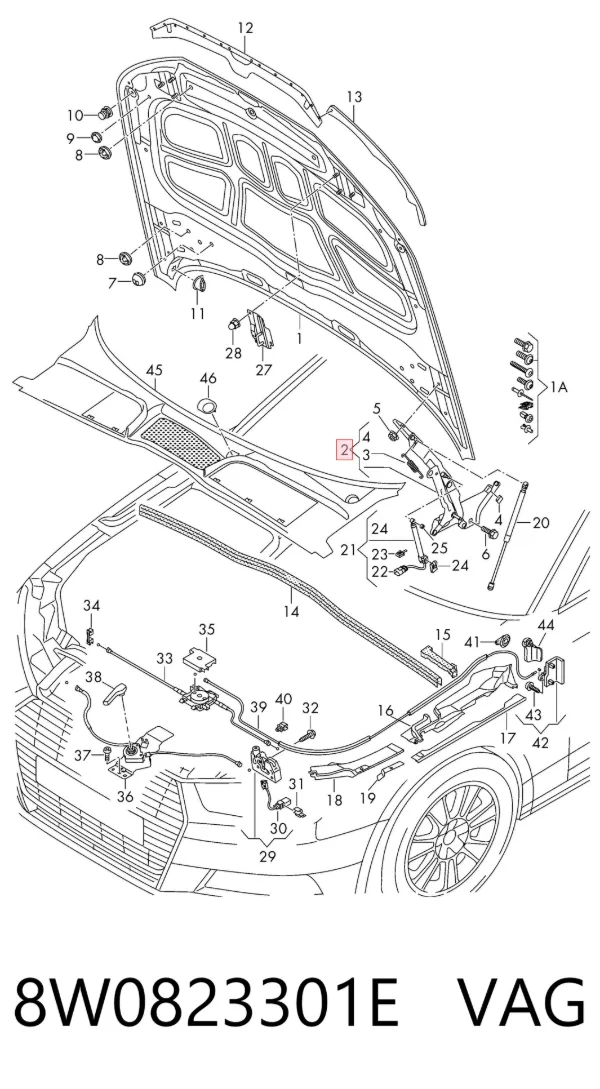 Gozno da capota 8W0823301E VAG