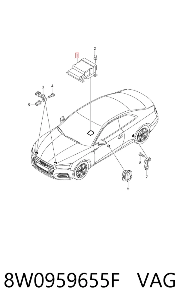 Módulo processador de controlo da bolsa de ar (Centralina eletrônica AIRBAG) 8W0959655F VAG