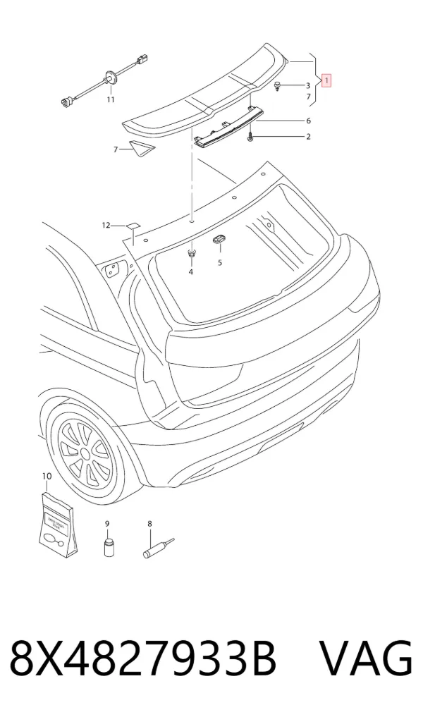 Spoiler de porta-malas (de 3ª/5ª porta traseira) 8X4827933B VAG