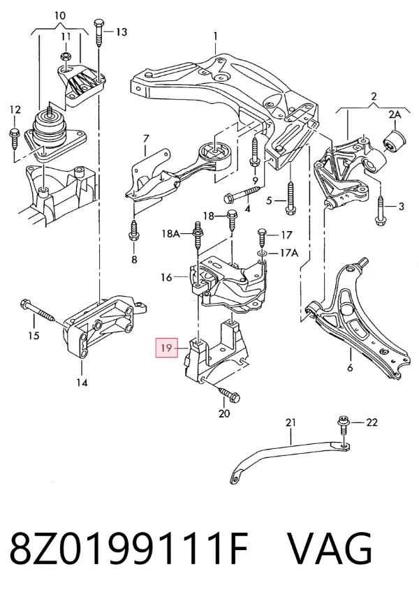 Consola de coxim da Caixa de Mudança 8Z0199111F VAG