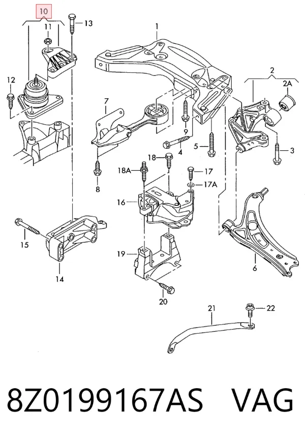 Coxim (suporte) direito de motor 8Z0199167AS VAG