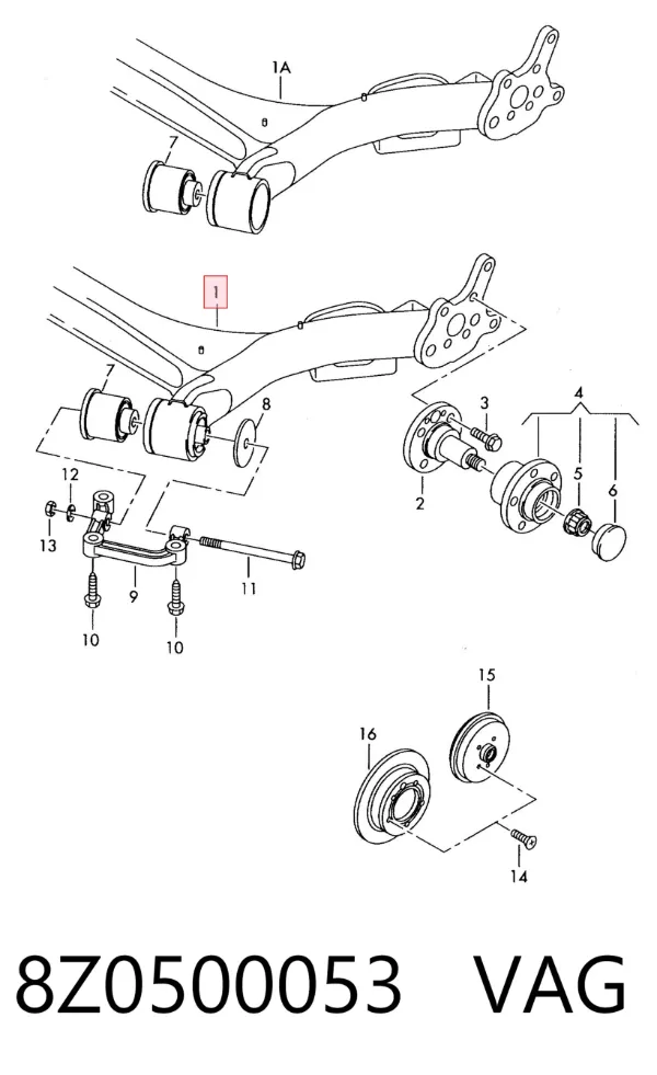 Viga de suspensão traseira (plataforma veicular) Audi A2 8Z0