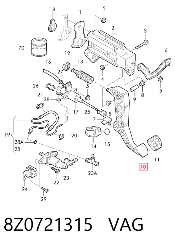Pedal de embraiagem 8Z0721315 VAG