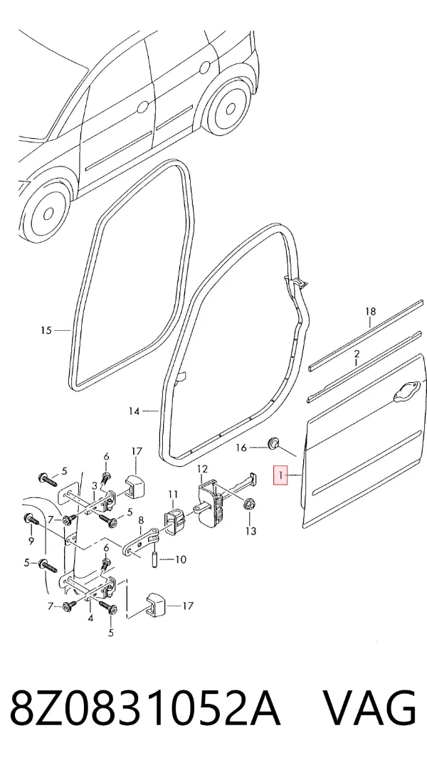 Porta dianteira direita 8Z0831052A VAG