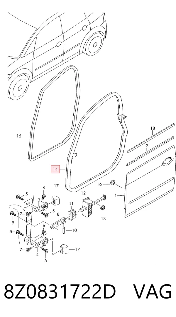 Compactador da porta dianteira direita (na porta) 8Z0831722D VAG