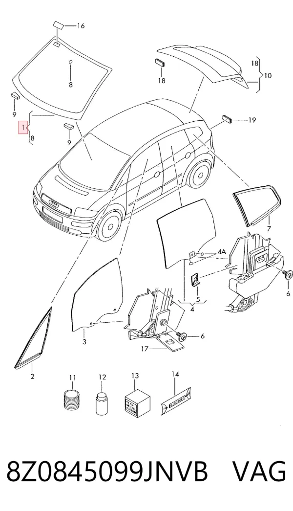 Pára-brisas Audi A2 8Z0