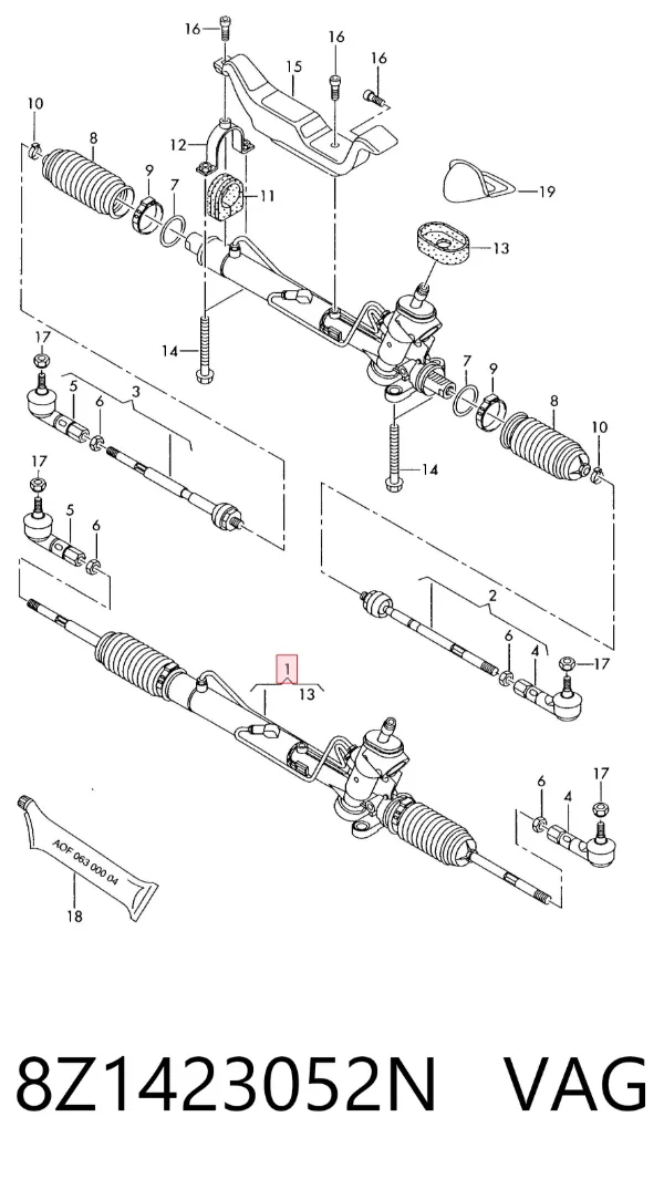 Cremalheira da direção 8Z1423052N VAG