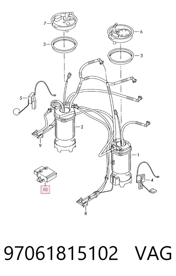 Módulo de direção (Centralina eletrônica) da bomba de combustível 97061815102 VAG