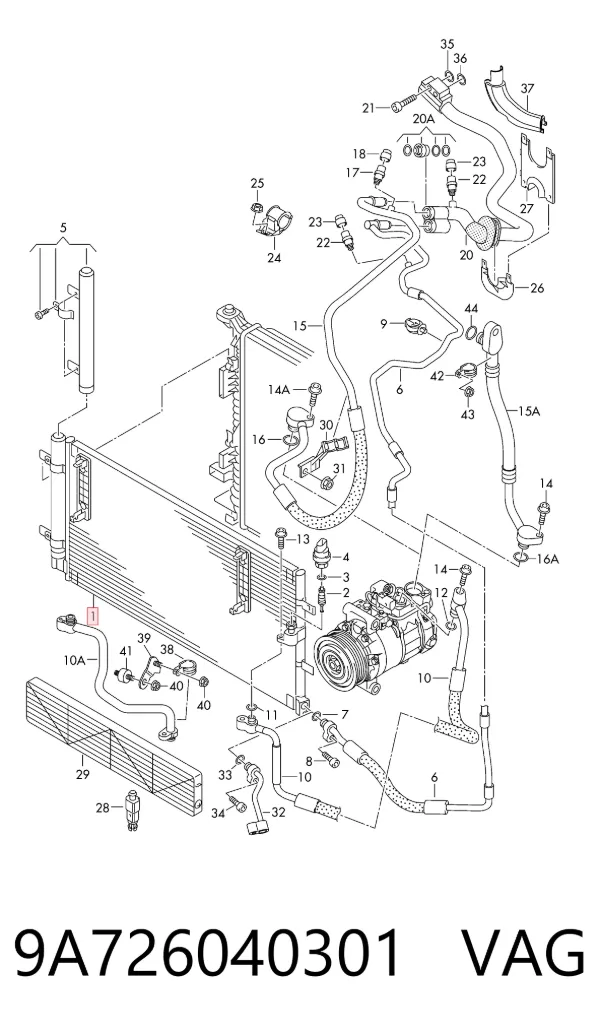 Radiador de aparelho de ar condicionado 9A726040301 VAG