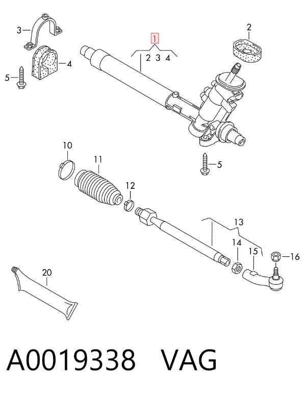 Cremalheira da direção A0019338 VAG