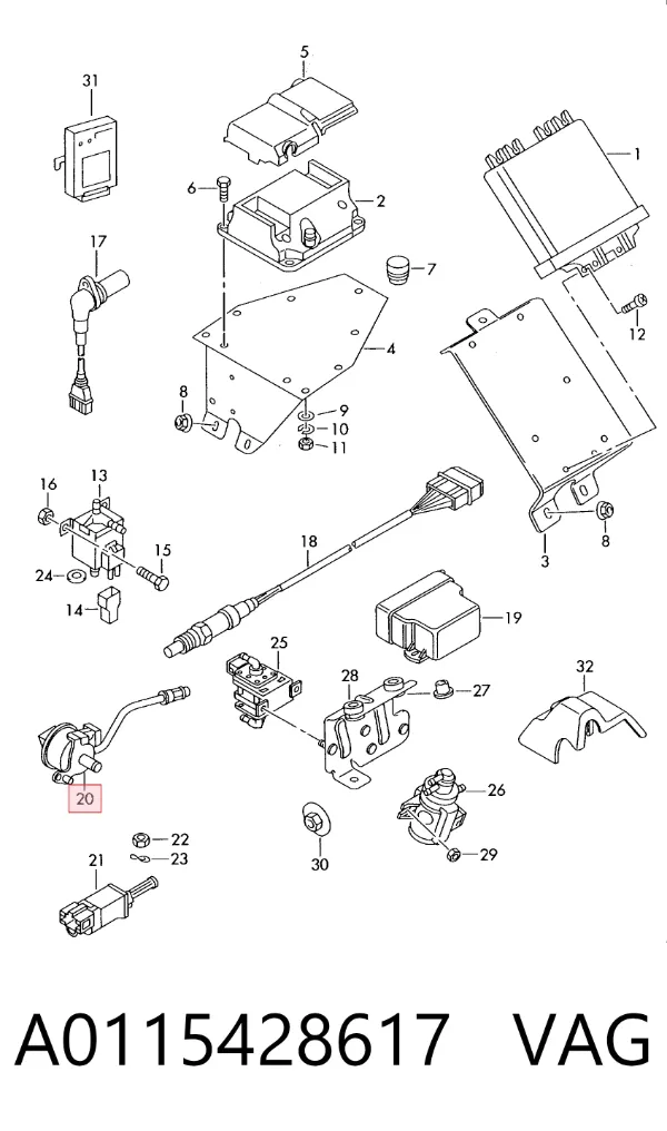 Sensor de posição de pedal de acelerador (de gás) A0115428617 VAG