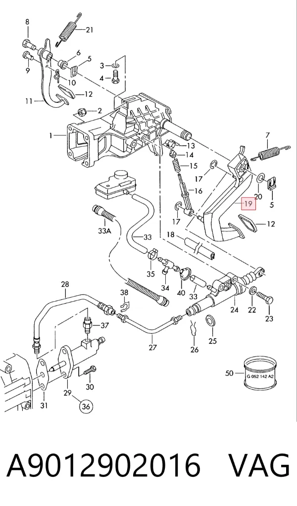 Pedal de embraiagem A9012902016 VAG