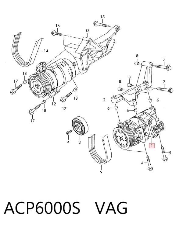 Compressor de aparelho de ar condicionado ACP6000S VAG