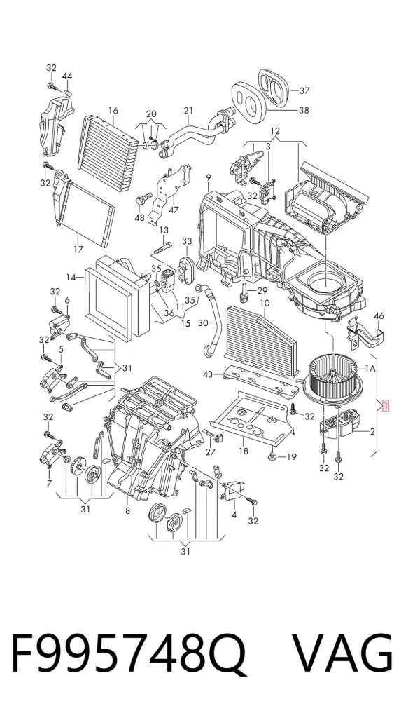 Motor de ventilador de forno (de aquecedor de salão) F995748Q VAG