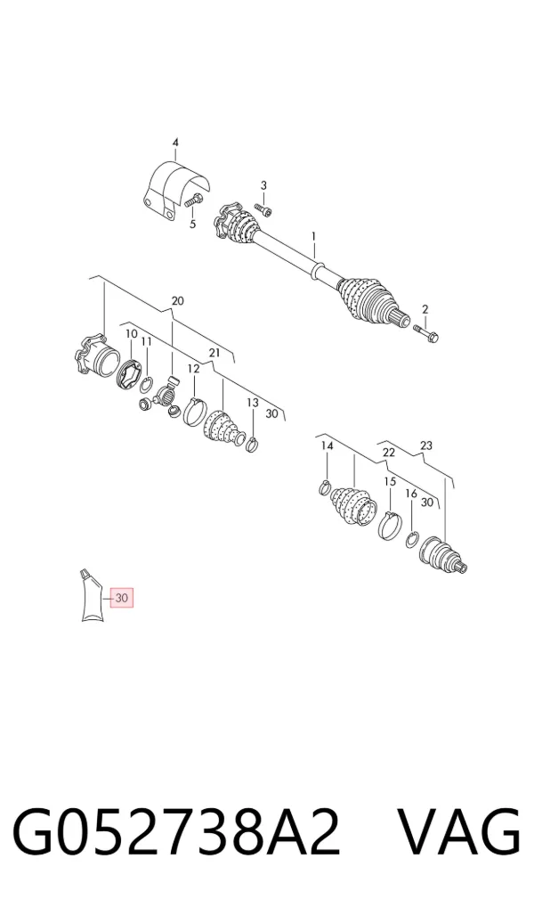 Lubrificante para os rolamentos e juntas homocinéticas G052738A2 VAG