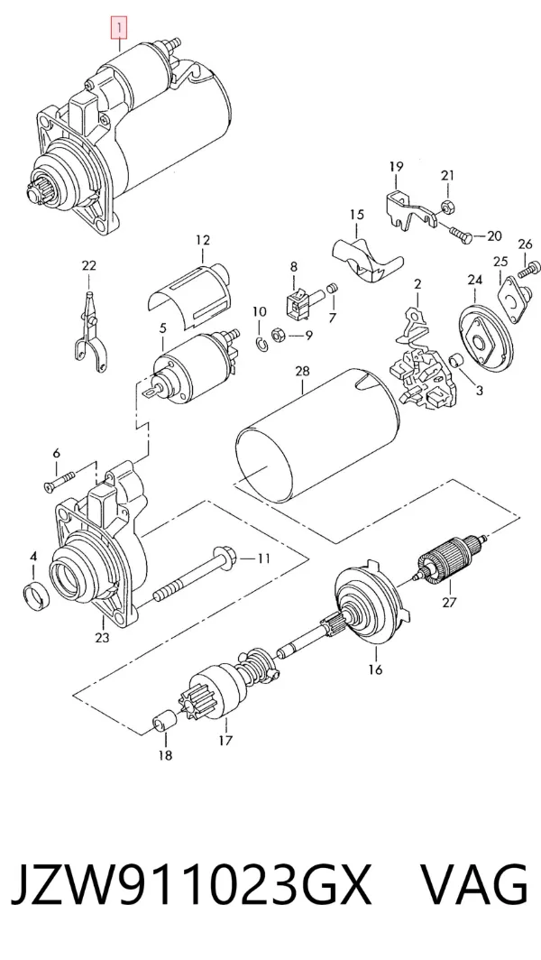 Motor de arranco JZW911023GX VAG
