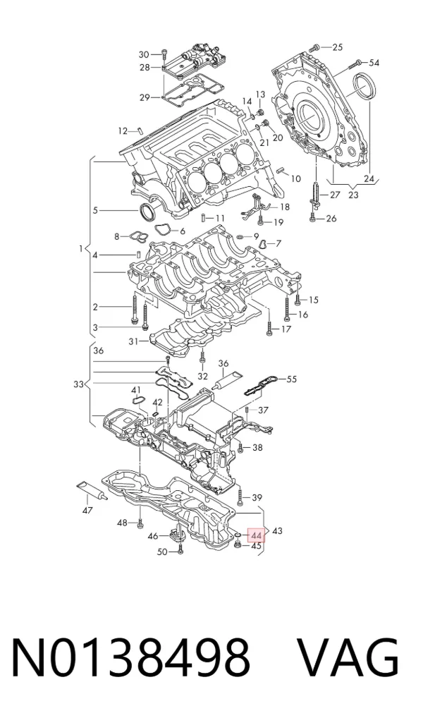 Vedante de rolha de panela de motor N0138498 VAG