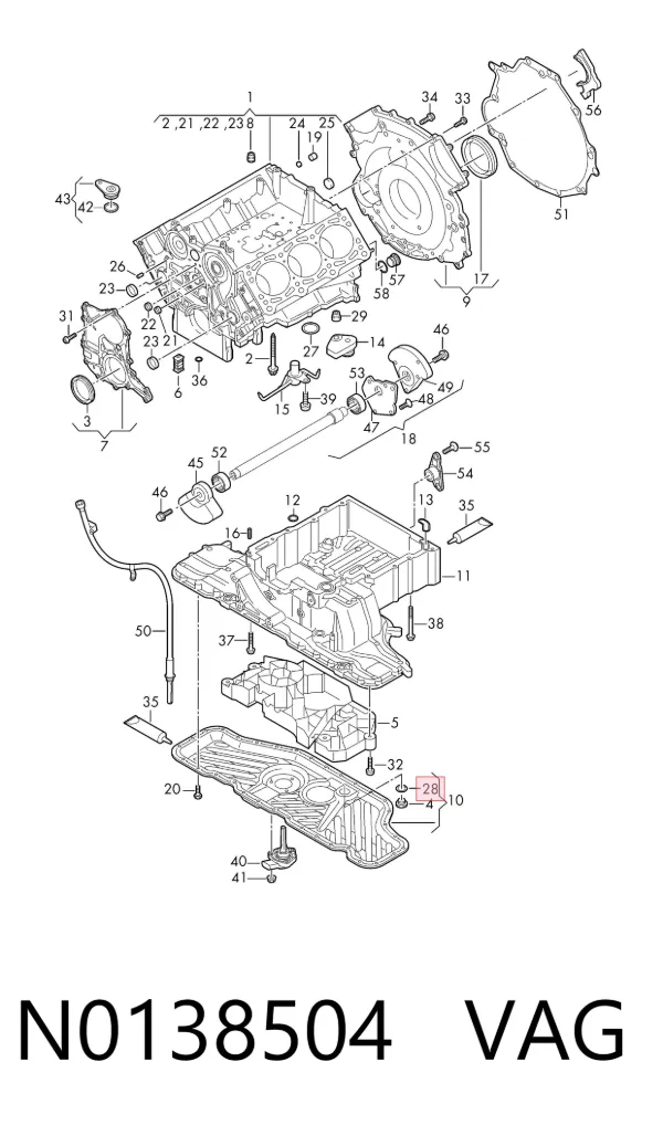 Vedante de rolha de panela de motor N0138504 VAG