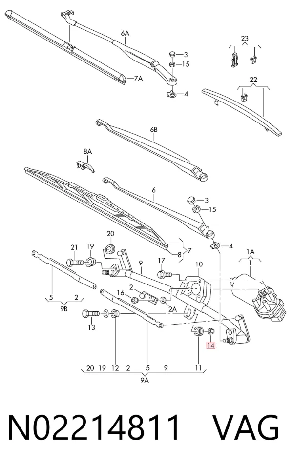 Porca de fixação de tubo de admissão do silenciador (de calças) N02214811 VAG