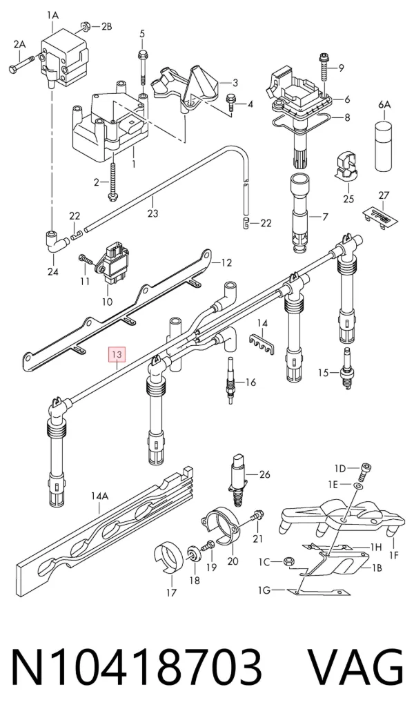 Fios de alta voltagem, kit N10418703 VAG