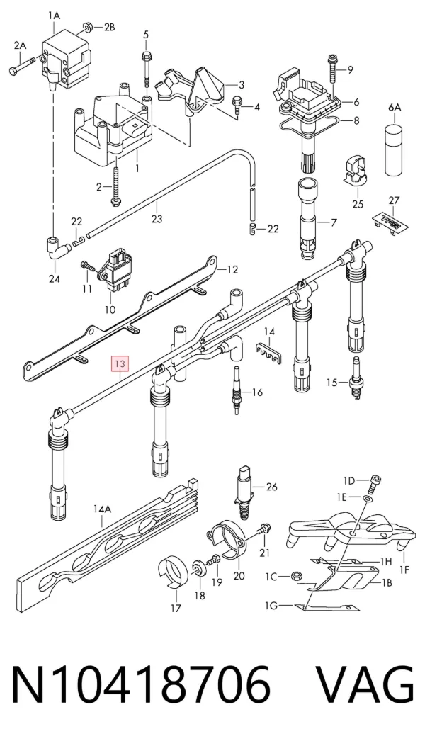 Fios de alta voltagem, kit N10418706 VAG