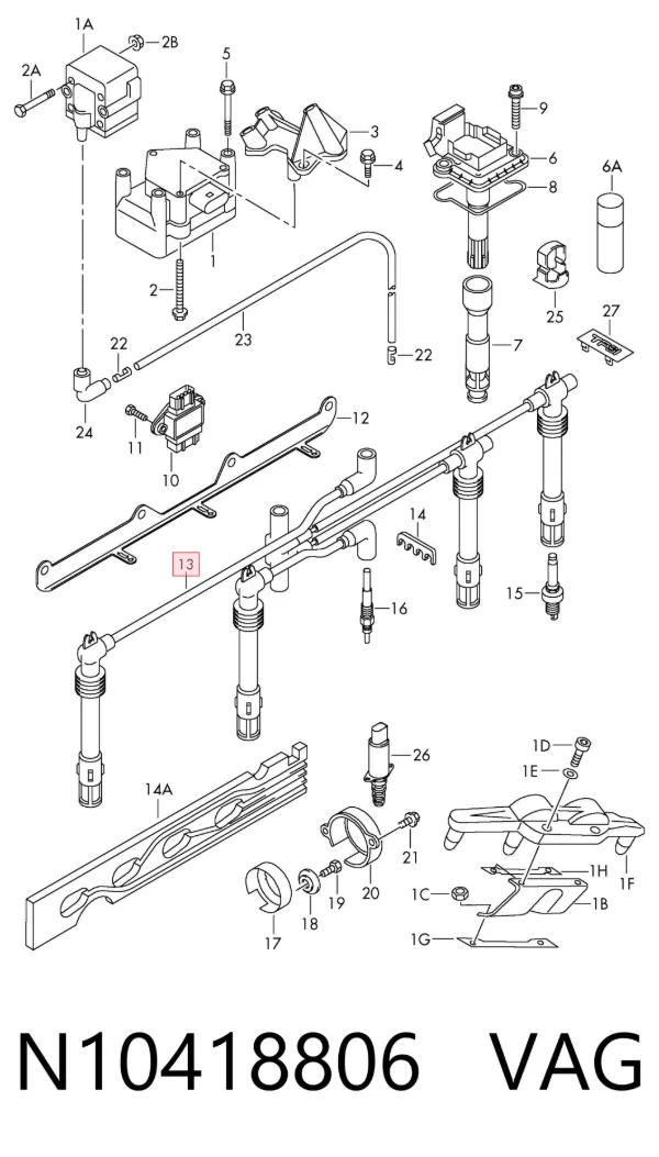 Fios de alta voltagem, kit N10418806 VAG
